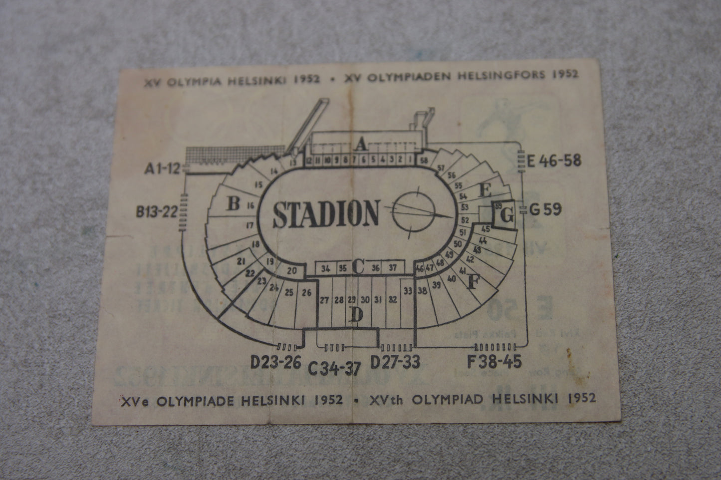 Pääsylippu Helsingin XV Olympialaisiin