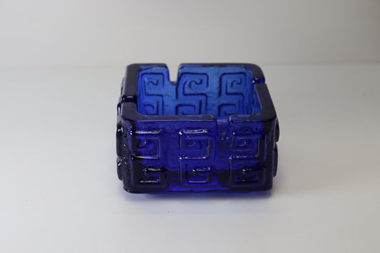 Riihimäen lasi Taalari sininen tuhkakuppi