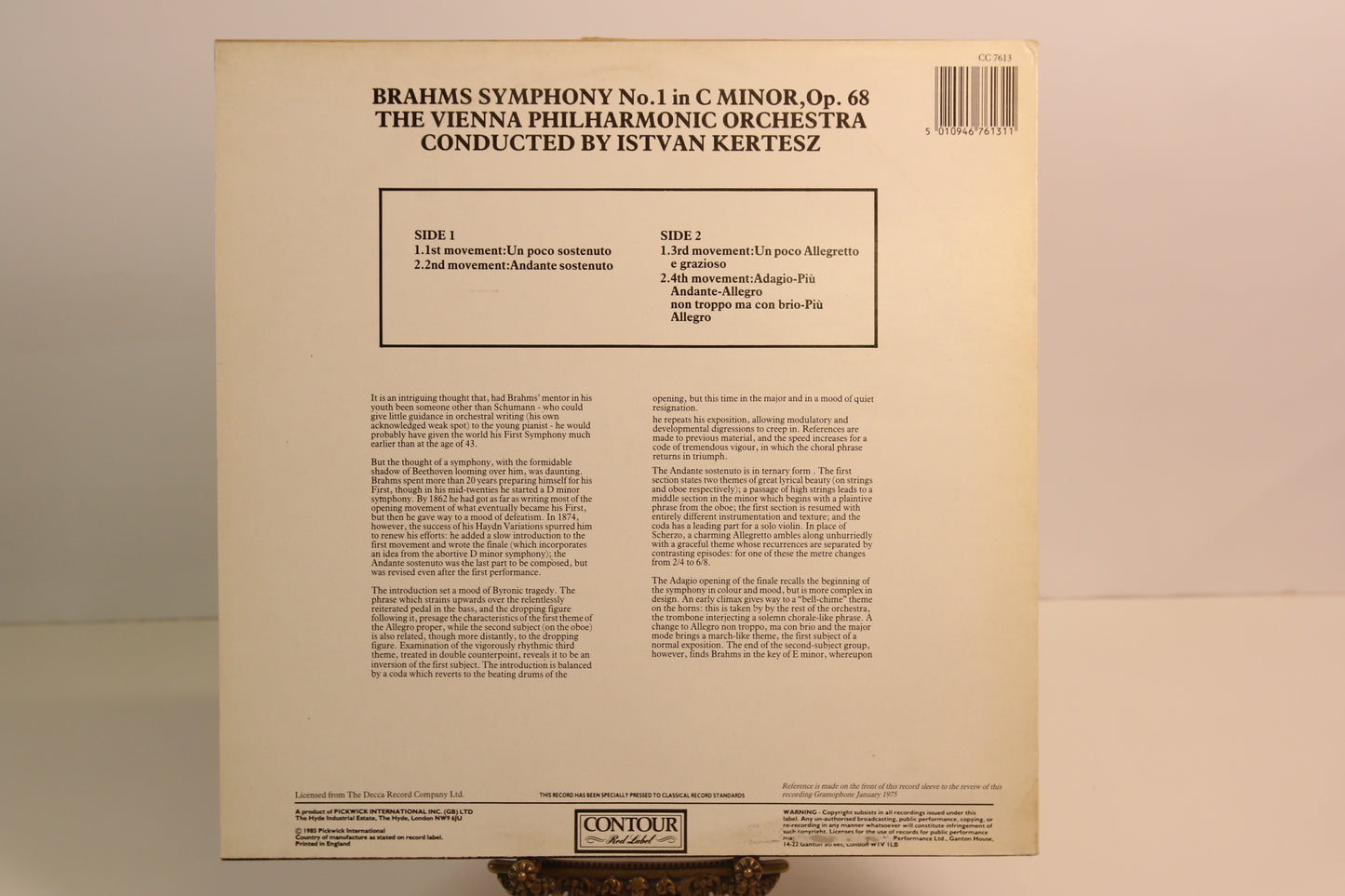 Brahms Symphony No.1 in C minor. Op. 68 Lp-levy