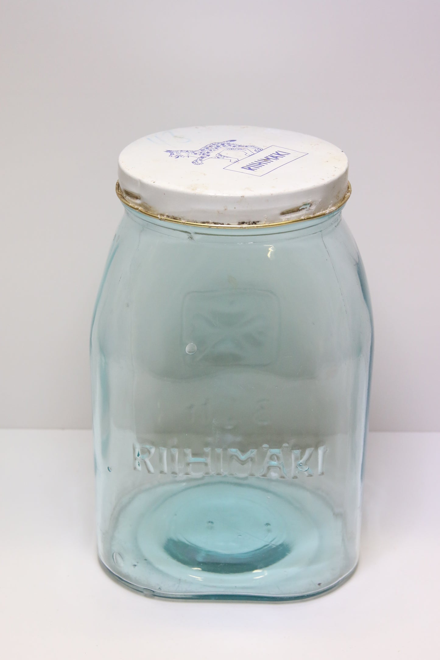 Riihimäen lasi Neliapila vihertävä tölkki/purkki