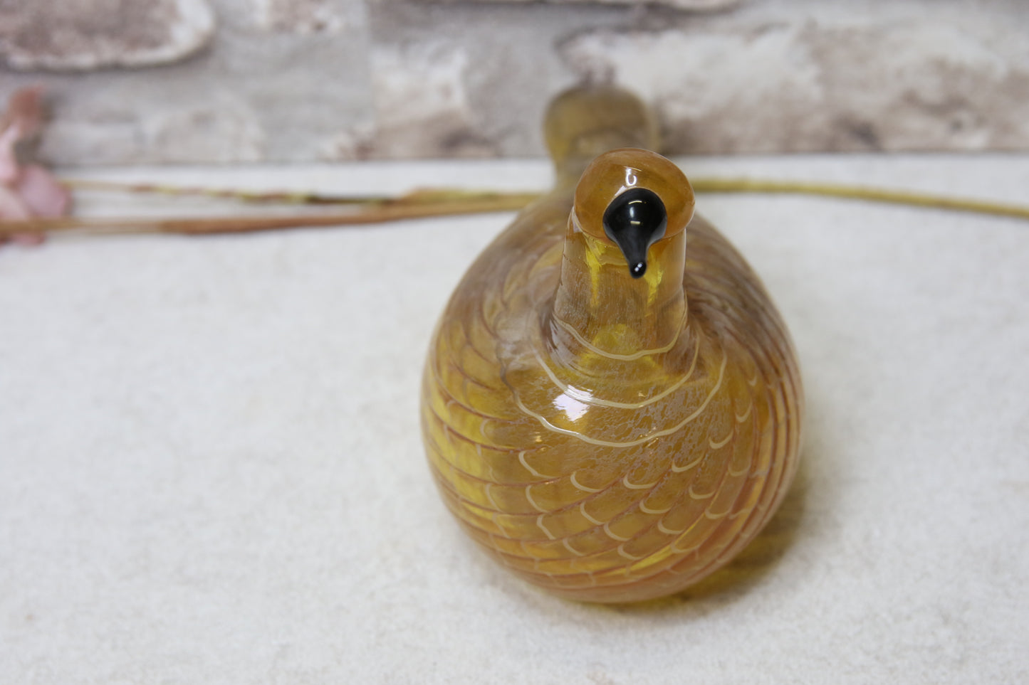 Iittala Karjalan Kultakäkönen lasilintu Oiva Toikka