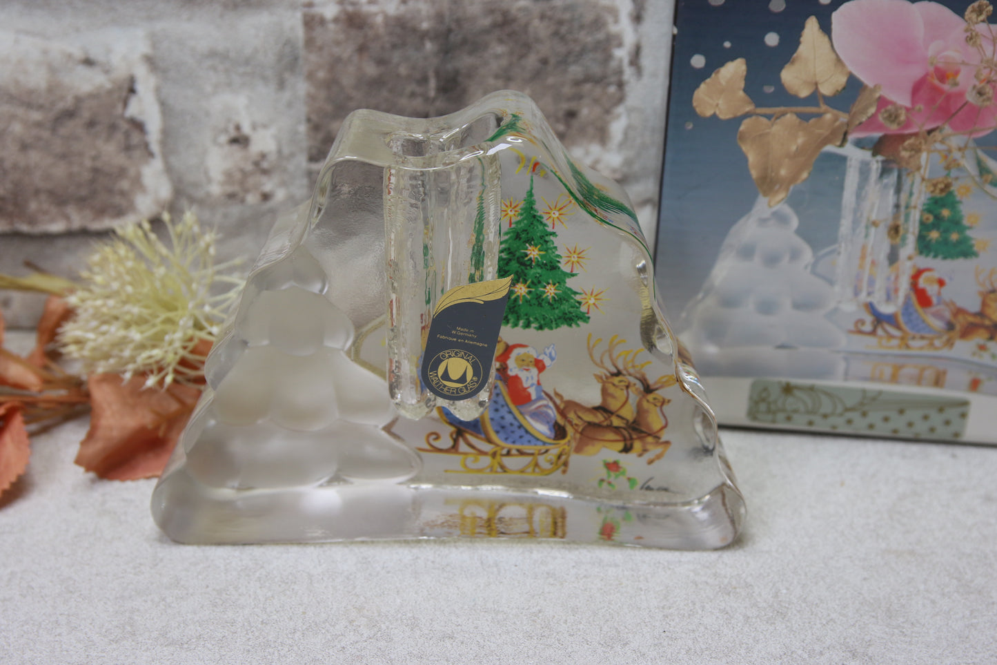 Jouluaiheinen kynttilänjalka Walther Glass