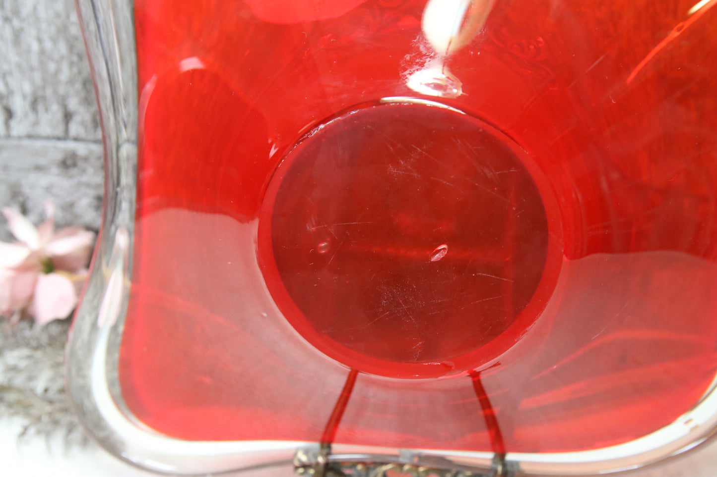 Murano Punainen laakea taidelasi