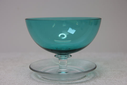 Nuutajärvi Jäätelömalja turkoosi Saara Hopea 1344