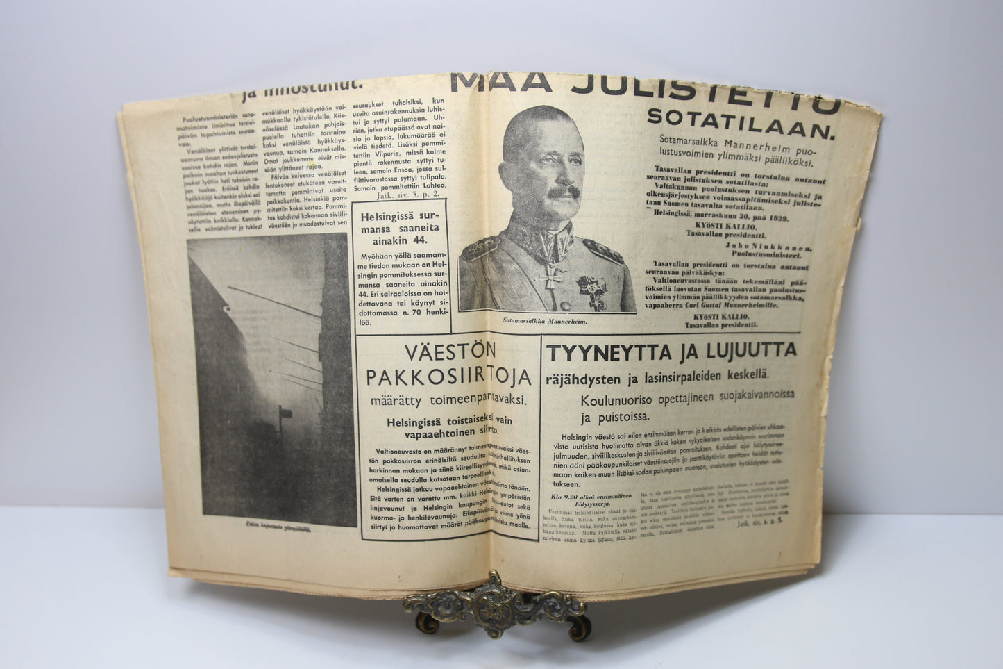 Uusi Suomi lehti vuodelta 1939