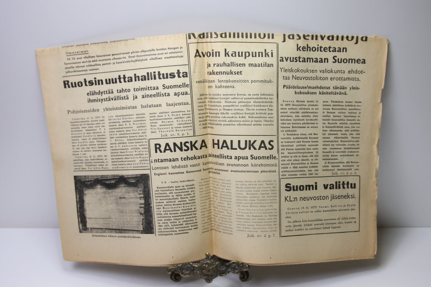 Uusi Suomi sanomalehti vuodelta 1939