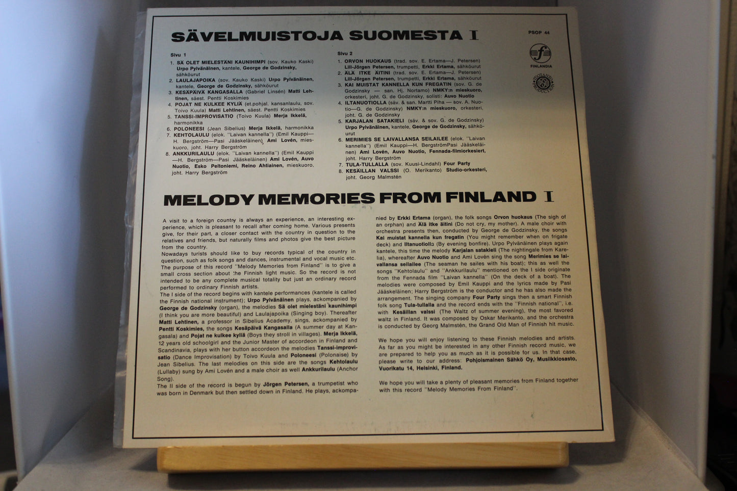 Sävelmuistoja Suomesta 1 lp-levy