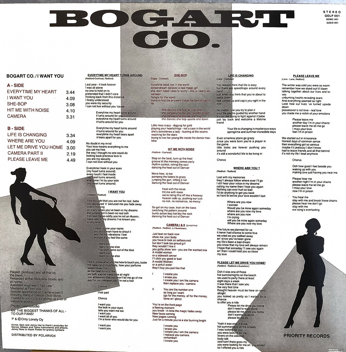 Bogart Go I Want you Lp-levy