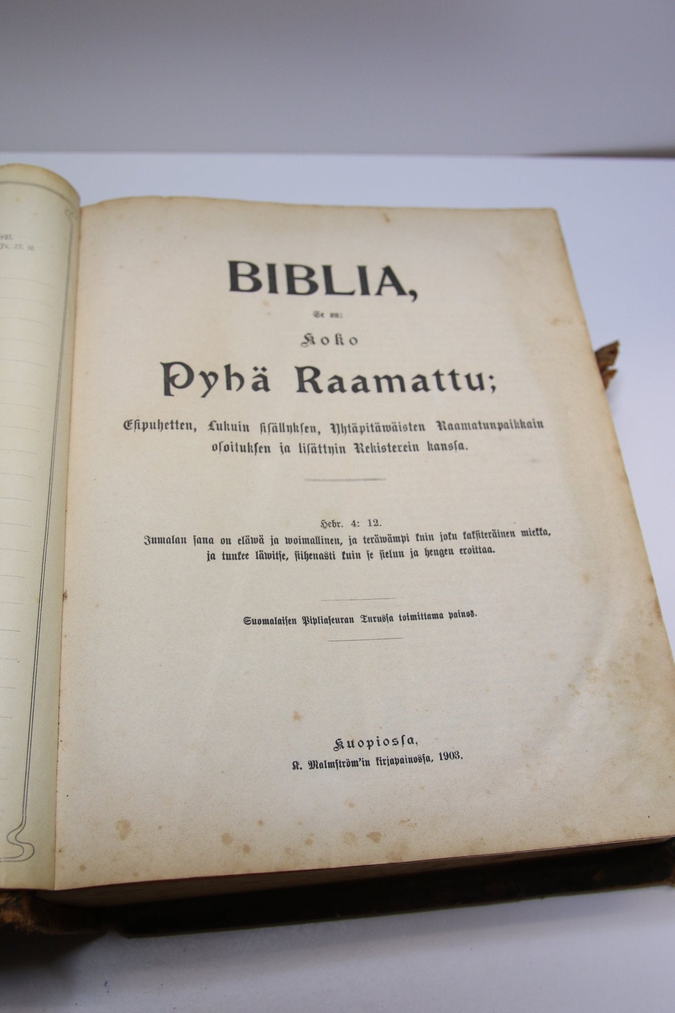 Biblia vuodelta 1903/ Raamattu - Asadon AarteetKirjat
