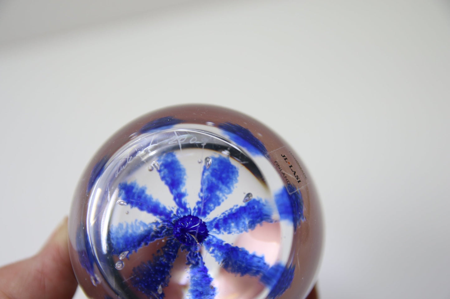 JL - Lasi Lasipaino Jaakko Liikanen signeerattu - Asadon AarteetKoristeet