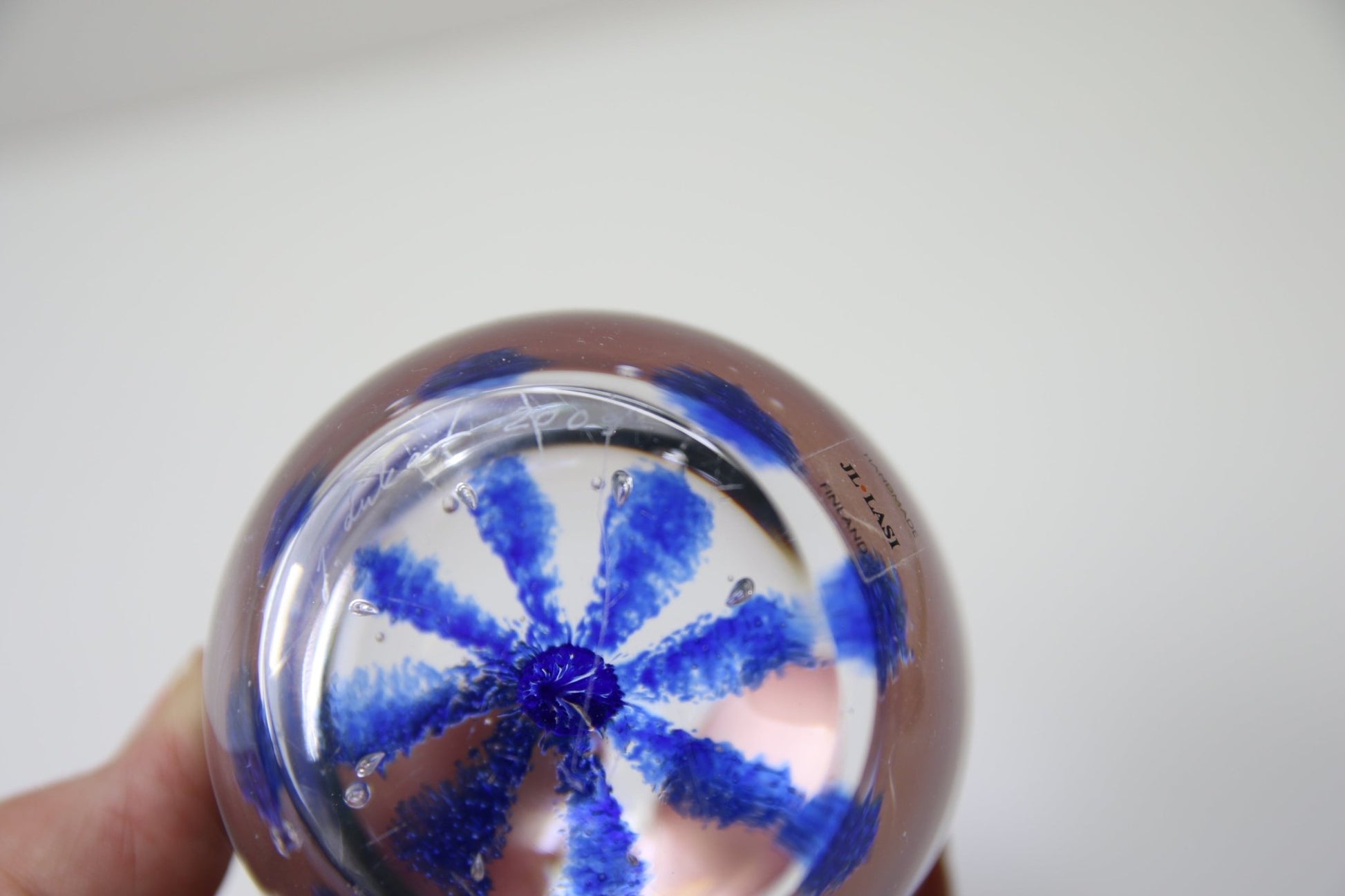 JL - Lasi Lasipaino Jaakko Liikanen signeerattu - Asadon AarteetKoristeet