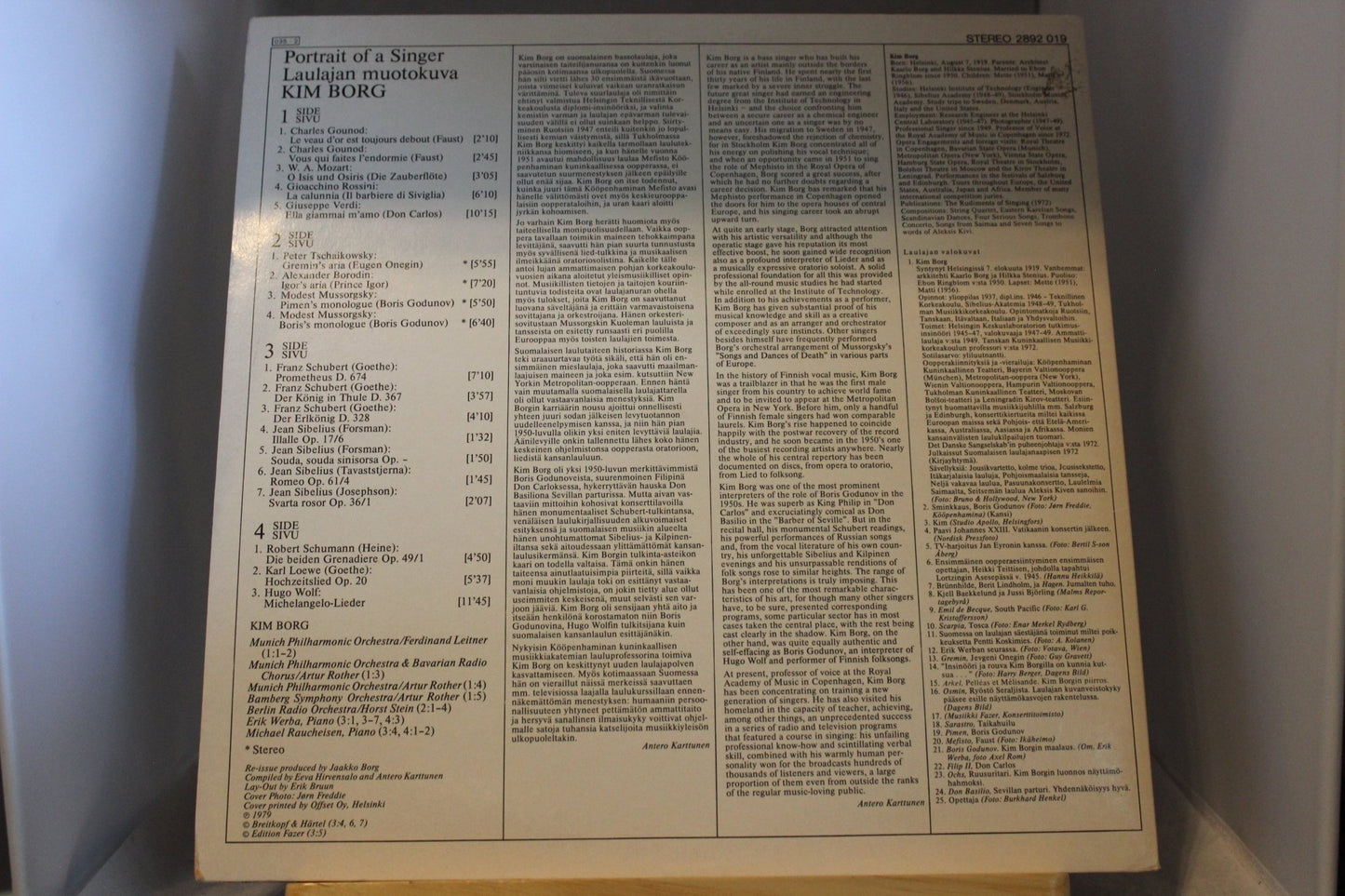 Kim Borg Laulajan Muotokuva Tupla lp - levy - Asadon AarteetLp - levyt