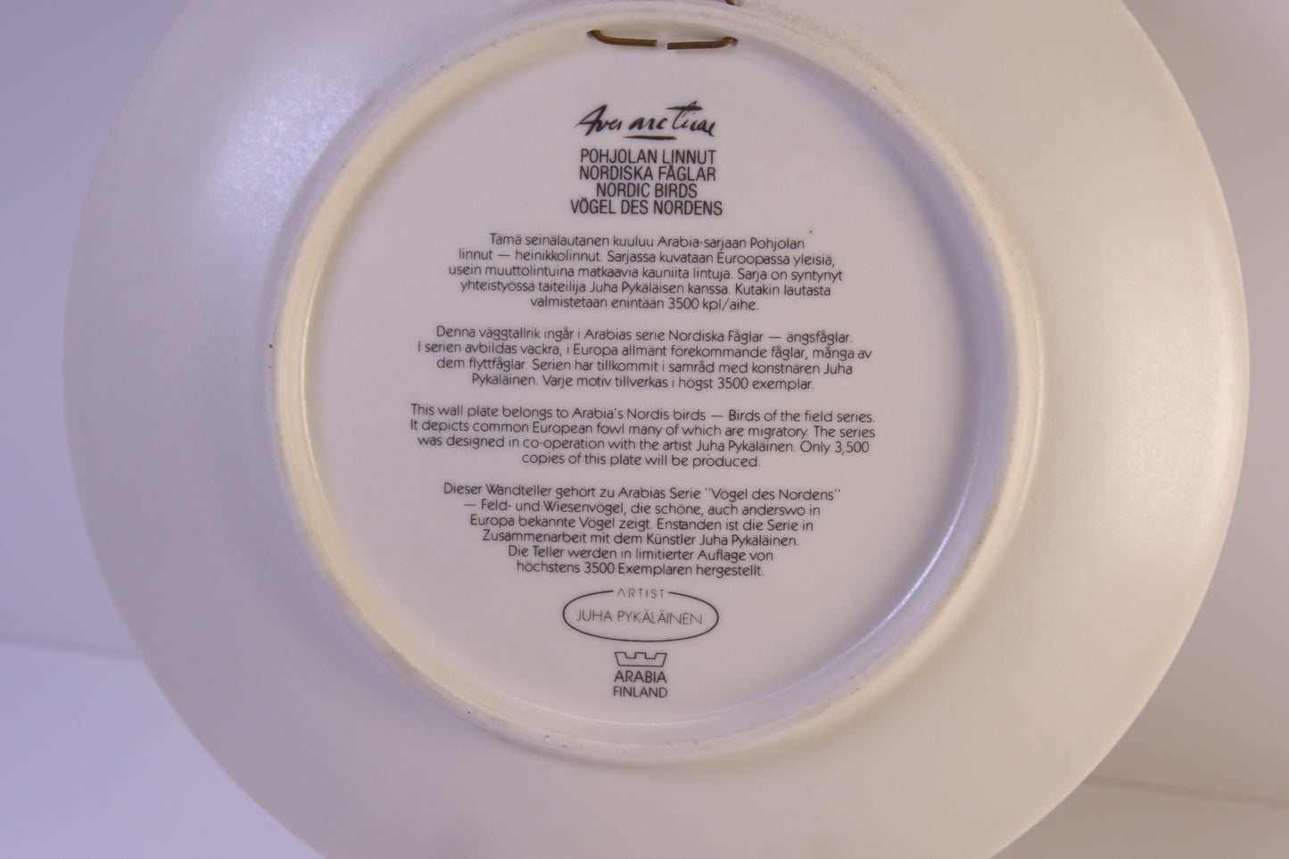 Arabia Seinälautanen Pohjolan linnut