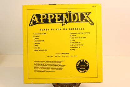 Appendix Money is not my currency Lp-levy + juliste