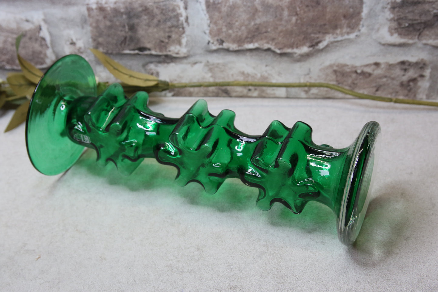 Riihimäen lasi Kasperi kynttilänjalka signeerattu Erkkitapio Siiroinen