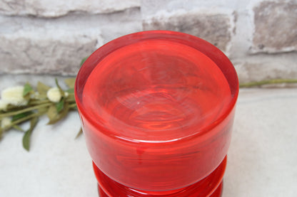 Riihimäen lasi Tiimalasi maljakko punainen Nanny Still