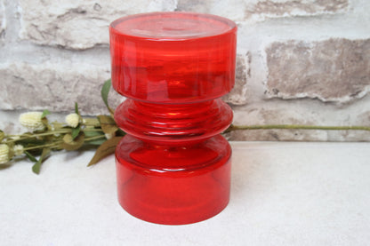 Riihimäen lasi Tiimalasi maljakko punainen Nanny Still