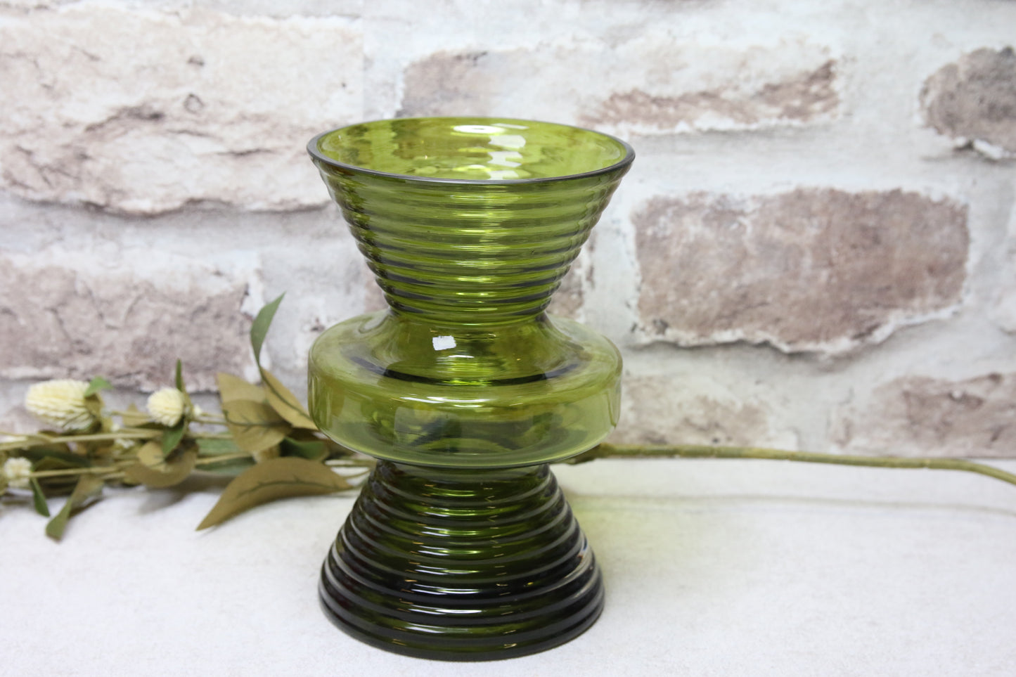 Riihimäen lasi Tiimalasi maljakko vihreä Nanny Still