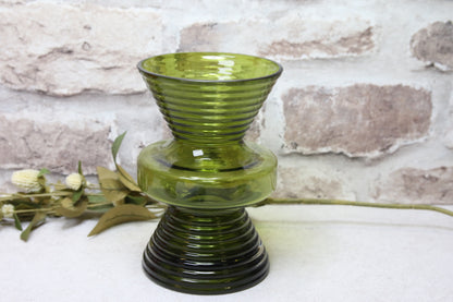 Riihimäen lasi Tiimalasi maljakko vihreä Nanny Still