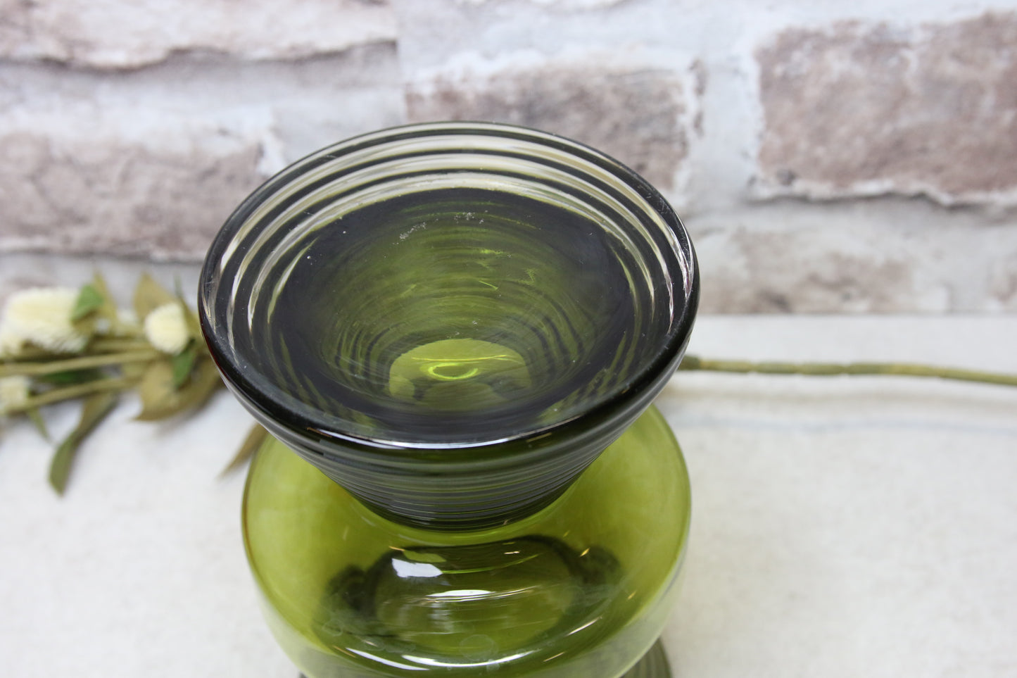 Riihimäen lasi Tiimalasi maljakko vihreä Nanny Still