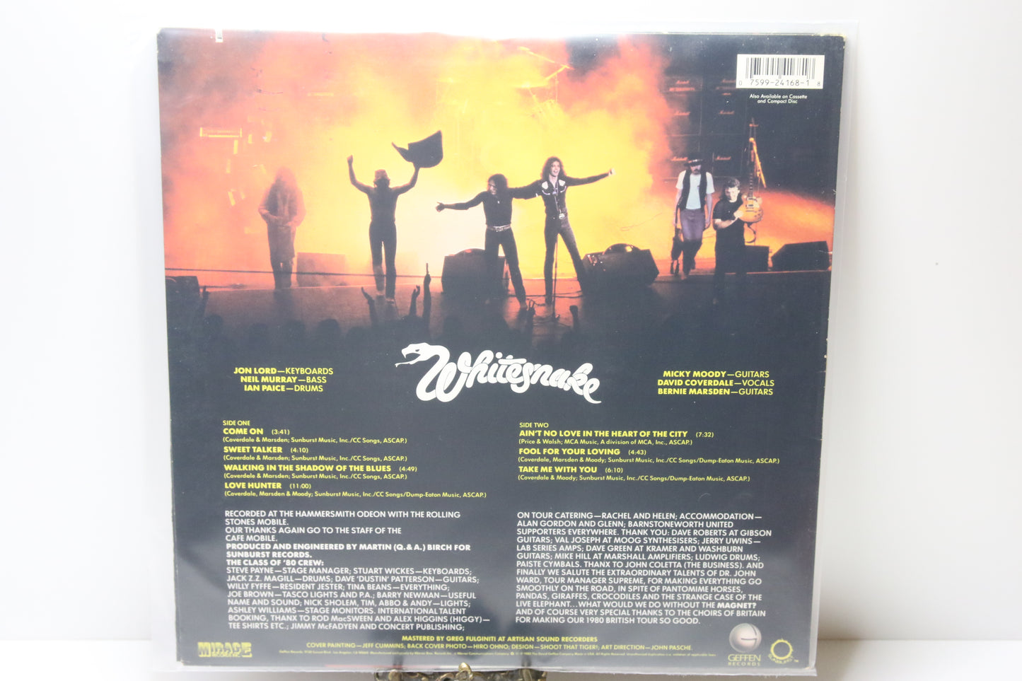 Whitesnake Live....in The Heart of The City Lp-levy