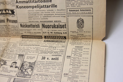 Uusi Suomi lehti vuodelta 1939