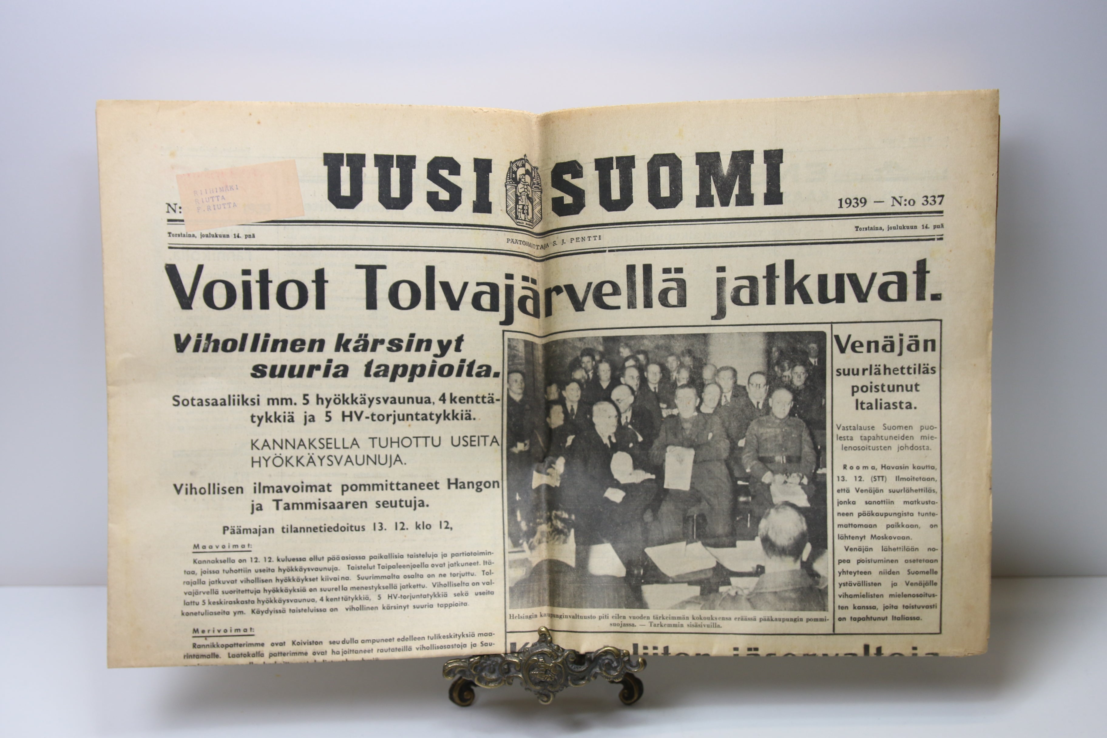 Uusi Suomi Sanomalehti Vuodelta 1939 Asadon Aarteet uusi-suomi-sanomalehti-vuodelta-1939-asadon-aarteet