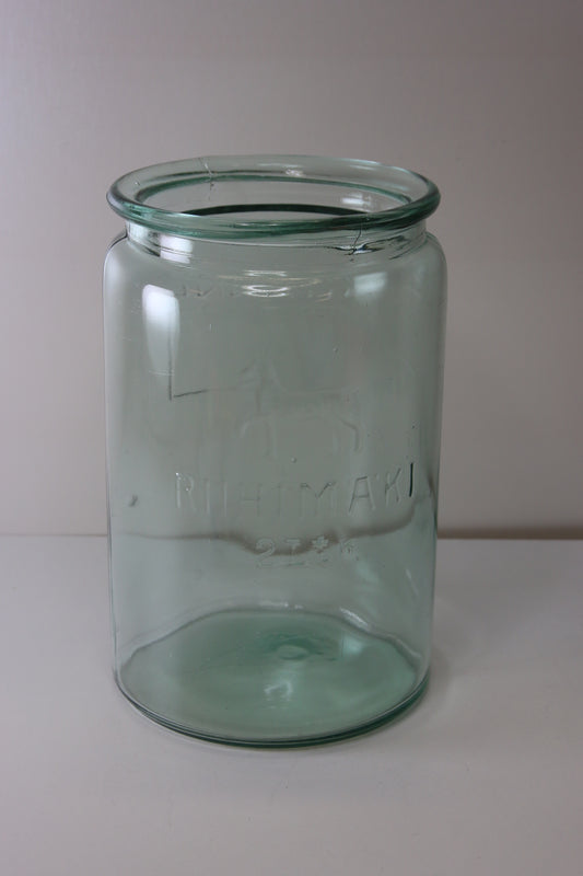 Riihimäen lasi vihertävä narupurkki 2l