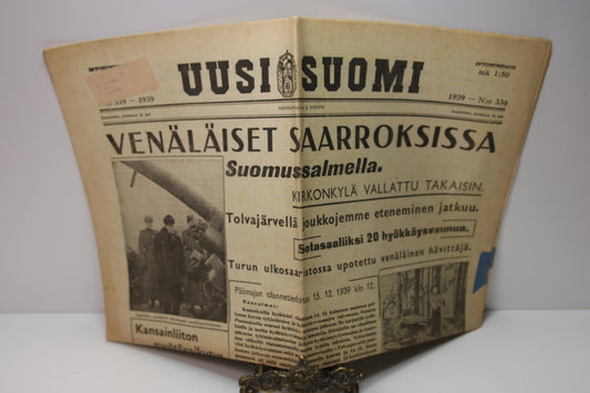 Uusi Suomi lehti vuodelta 1939