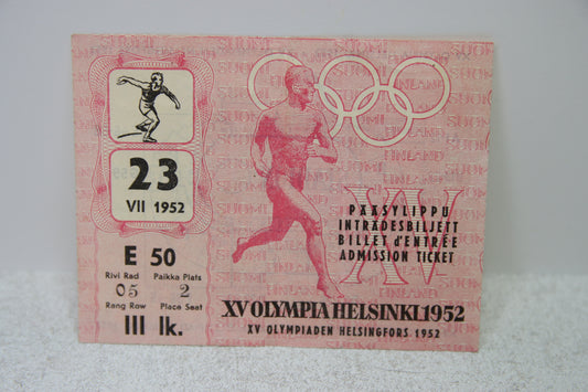 Pääsylippu Helsingin XV Olympialaisiin