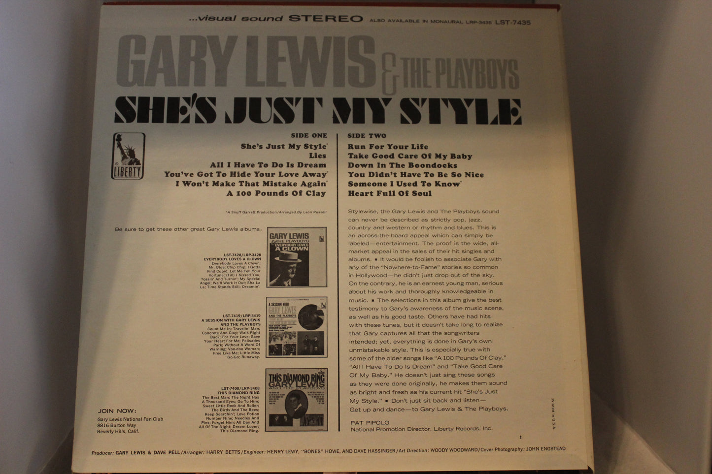 Gary Lewis the Playboys Shes just my style lp-levy