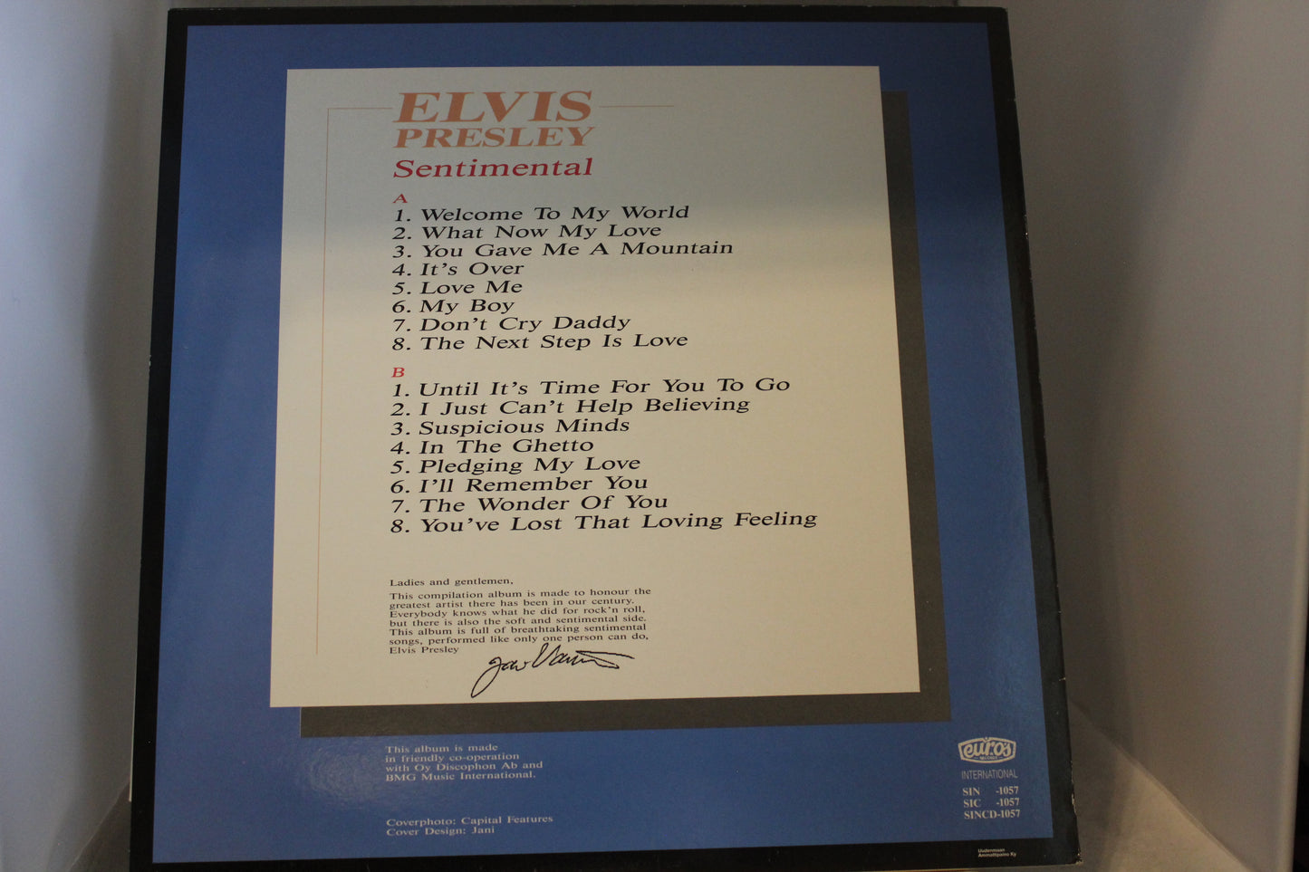 Elvis Presley Sentimental lp-levy