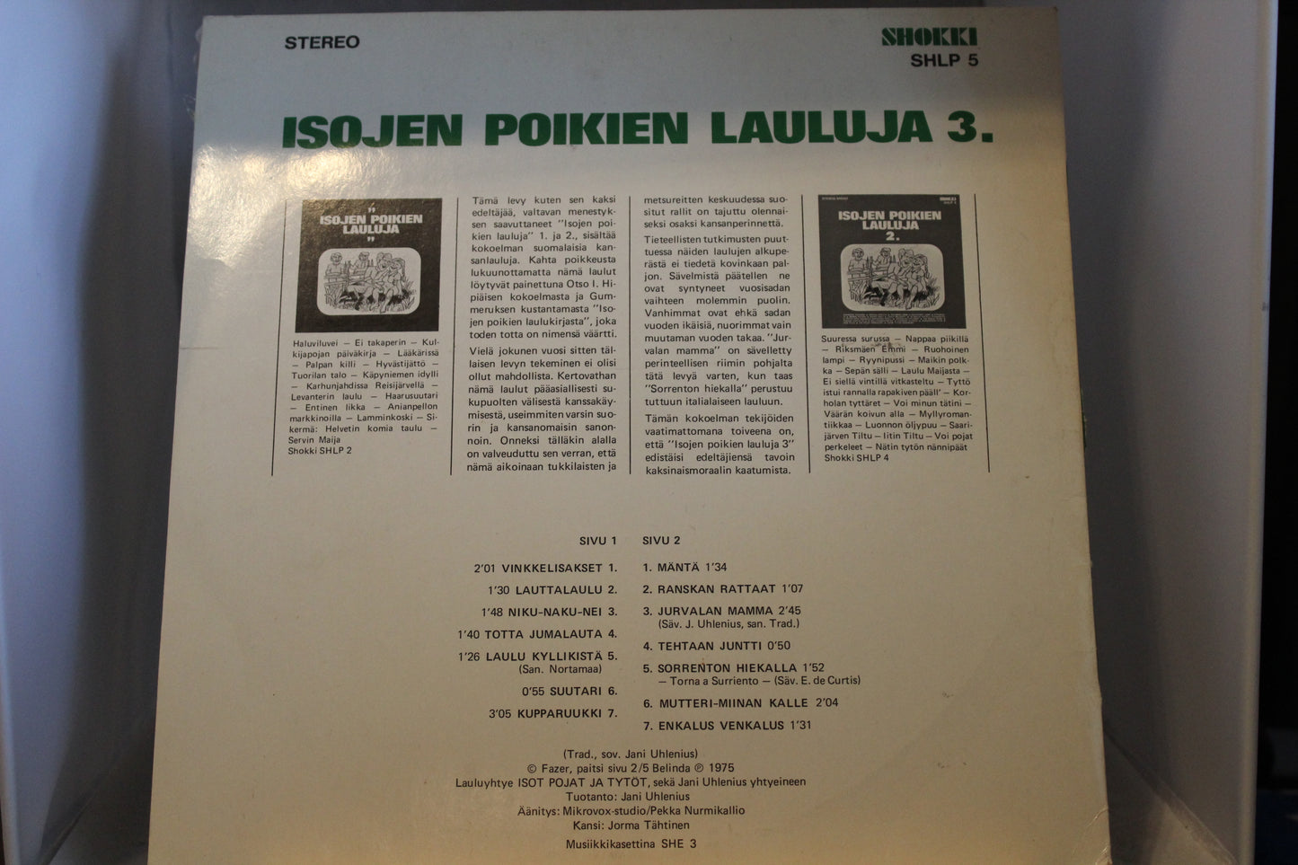 Isojen Poikien Lauluja 3 lp-levy