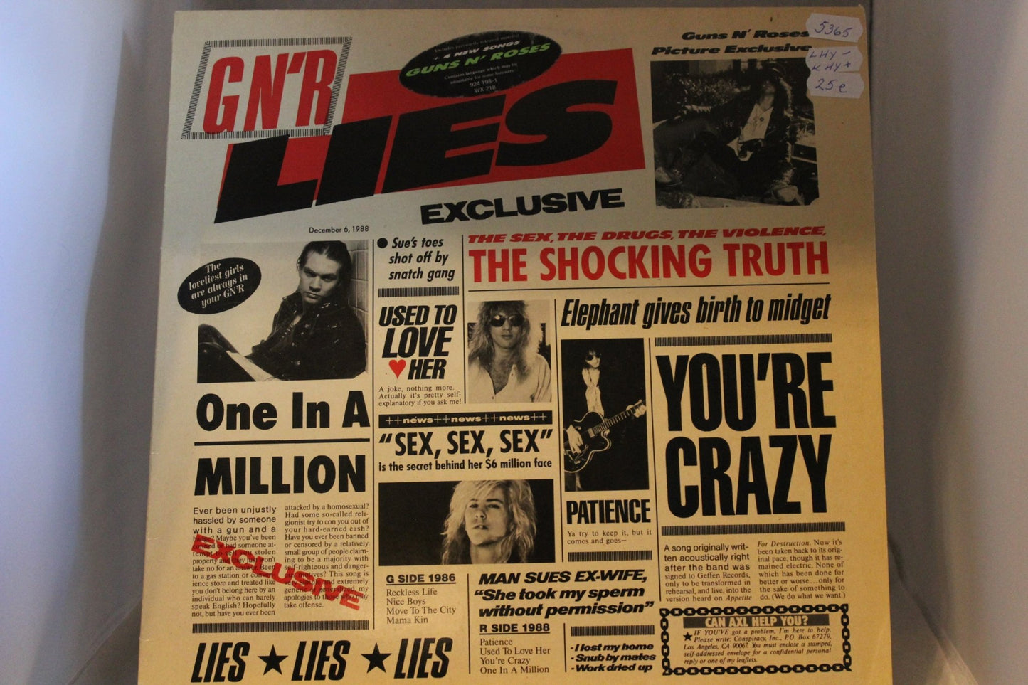 Guns n Roses G n R Lies lp - levy - Asadon AarteetLp - levyt