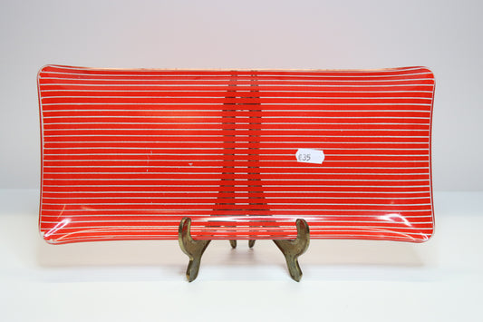 Riihimäen lasi punainen silkkilautanen